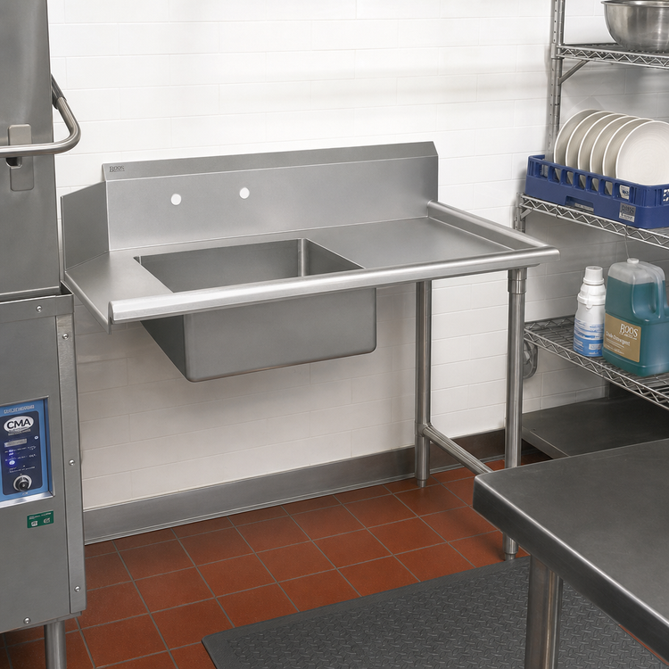 Product image #2 for John Boos Straight Soiled Dishtable with 20 x 20 x 8 Pre-Rinse Sink, 36 x 30 x 44-Inch, Right-to-Left Operation
