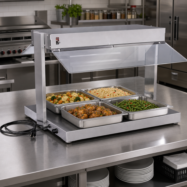 Product image #2 for BK Resources 36-Inch Double-Sided Self-Service Buffet Warmer with Heated Base and Sneeze Guards