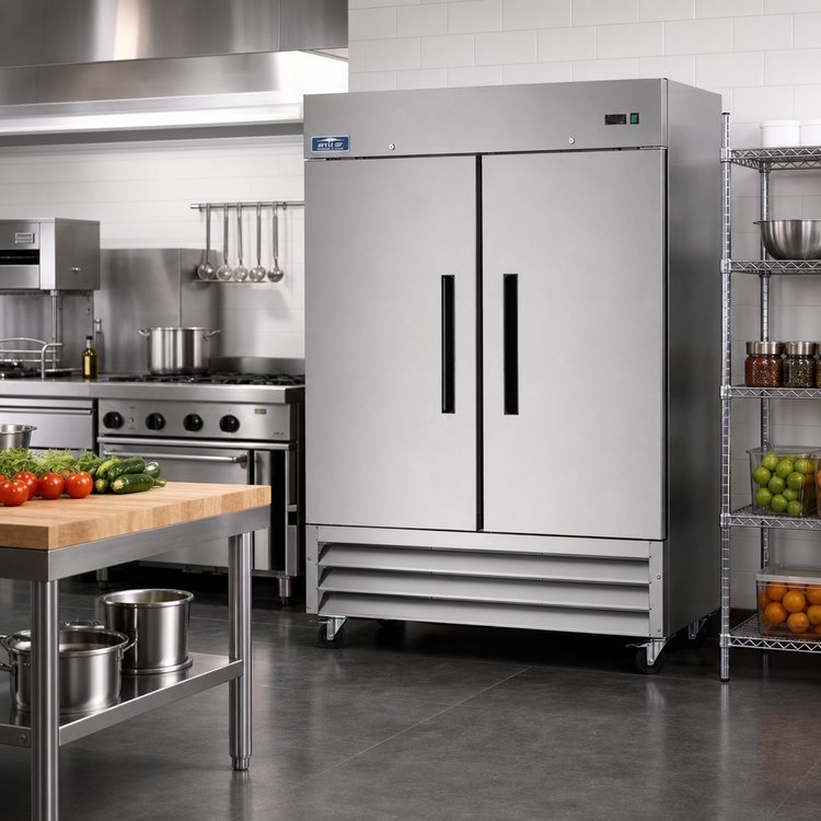 Product image #2 for Arctic Air AF49 Two-Section 54-Inch Reach-In Freezer, 49 Cu. Ft., Stainless Steel, Bottom-Mounted Self-Contained