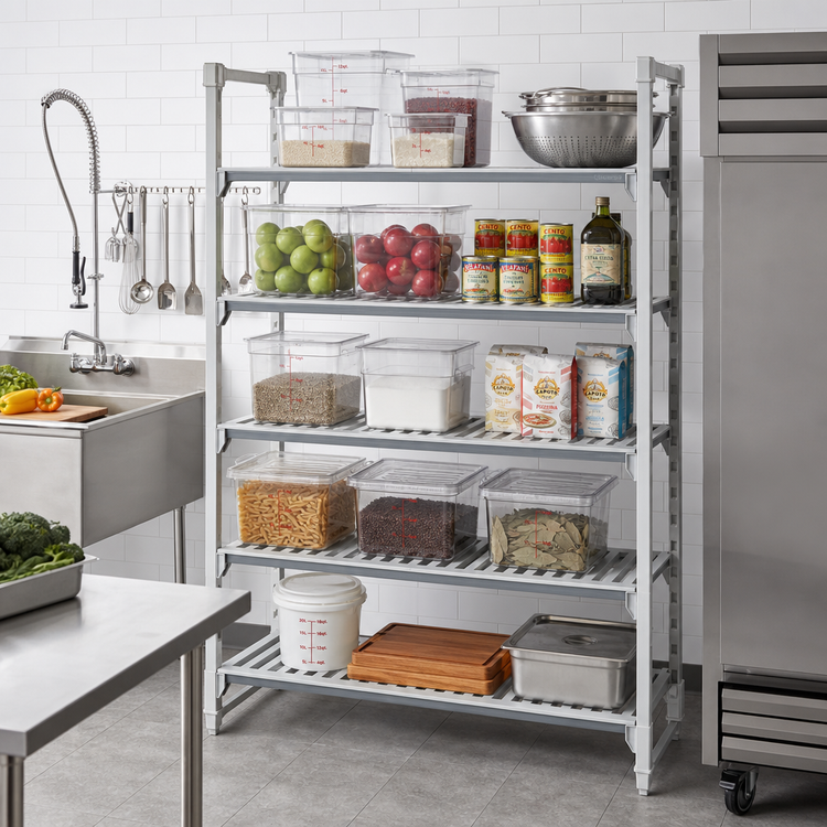 Product image #2 for Cambro Camshelving Elements XTRA 18" x 36" Vented Universal Shelf Kit, 5 Shelves
