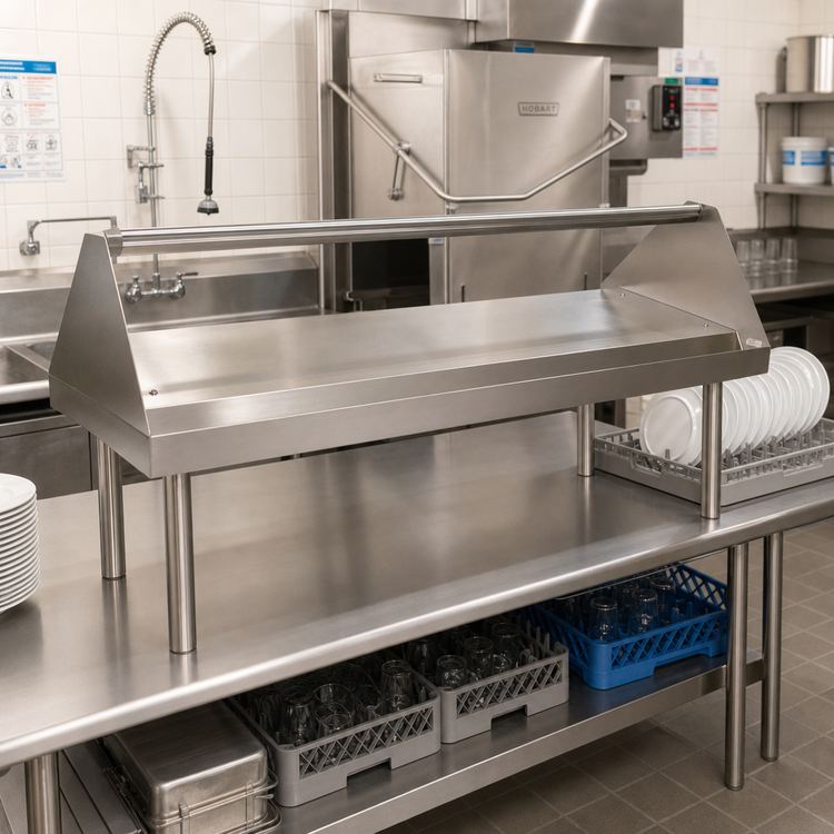 Product image #2 for Advance Tabco DTA-79S Double-Sided Slant Solid Base Rack Sorting Shelf for Dishtables