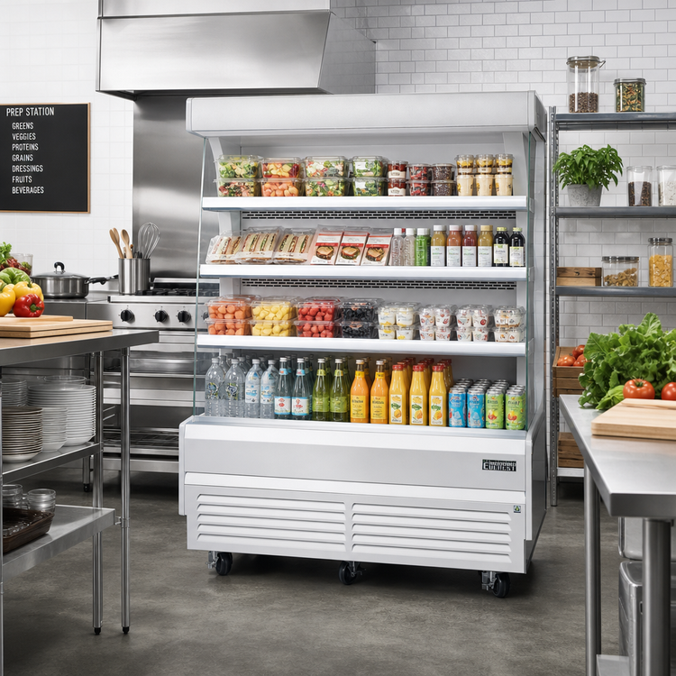 Product image #2 for Everest Refrigeration Vertical Open-Air Cooler Merchandiser, 73-1/4 Inch Wide, 37 Cu. Ft., Self-Contained Bottom Mount