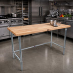 Thumbnail image #2 for John Boos SNB03-X Wood Top Work Table, 60 x 24 x 35-1/4 in, 1-3/4 in Maple Top, Stainless Steel Base