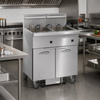 Thumbnail image #2 for Imperial (Middleby) IFSSP475E 4-Tank Floor Model Electric Fryer, 75 lb. Each, Built-In Space Saver Filter System
