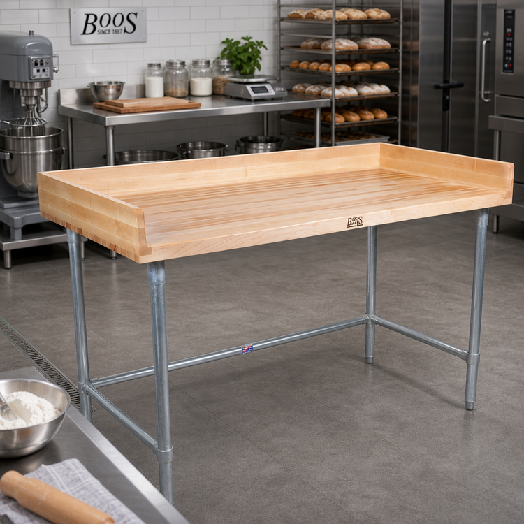 Product image #2 for John Boos 72-Inch x 24-Inch Baker's Top Wood Work Table with Galvanized Base