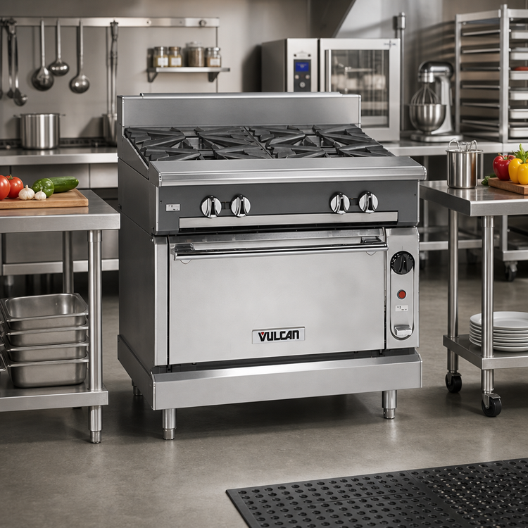 Product image #2 for Vulcan VWT36C V Series 36-Inch Heavy Duty Gas Work Top Range with Convection Oven Base