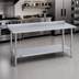 Thumbnail image #2 for Duke 60-Inch x 24-Inch 16-Gauge 300-Series Stainless Steel Work Table with 1-1/8-Inch Riser and Stainless Undershelf