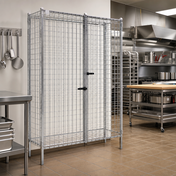 Product image #2 for QuadTruss Stationary Security Cage with 2 Doors, 51-1/4-Inch W x 27-1/4-Inch D x 67-Inch H, Chrome-Plated Finish