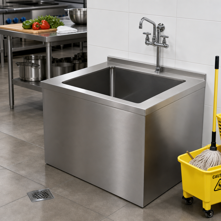 Product image #2 for Advance Tabco 9-OP-34 Floor Mounted Stainless Steel Mop Sink with 48" x 24" x 12" Bowl