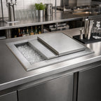 Thumbnail image #2 for BK Resources BK-DIBL-2818 Drop-In Ice Bin with Sliding Cover, 28 x 18 Inches, 304 Stainless Steel, Without Cold Plate