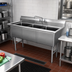 Thumbnail image #2 for Steel Works Stainless Three-Compartment Commercial Sink, 304 Stainless Steel, 24 x 24 x 14 Inch Bowls, No Drainboard