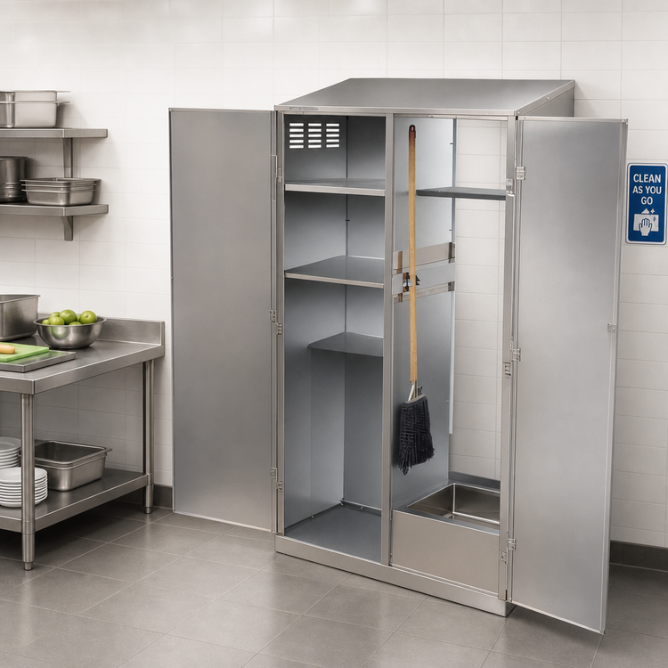 Product image #2 for Stainless Steel Janitor Cabinet with Right Mop Sink, 50-1/4" W x 22-5/8" D x 84" H