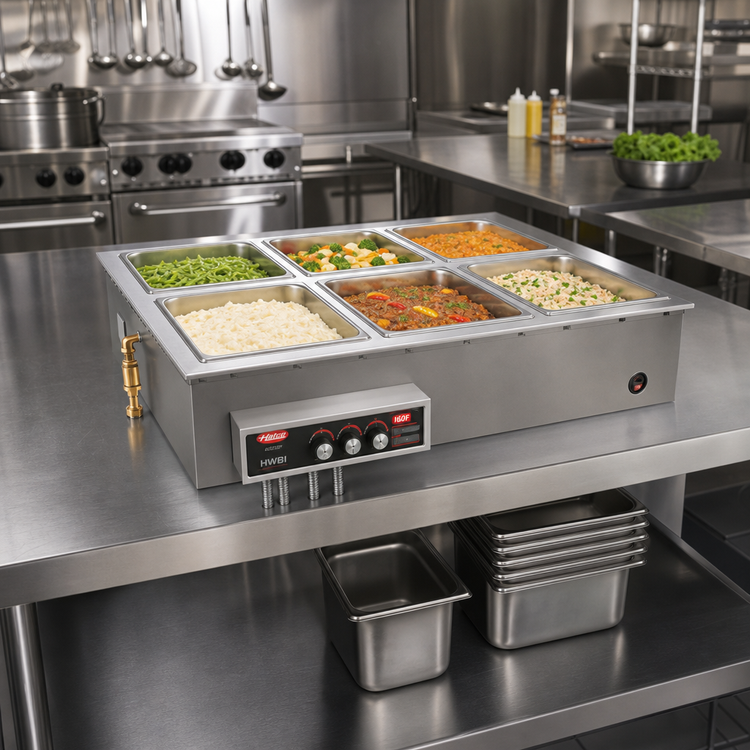 Product image #2 for Hatco HWBI43-5DA Drop-In Modular/Ganged Heated Well, 5 x 4/3-Size Pan Capacity, with Drain & Auto-Fill