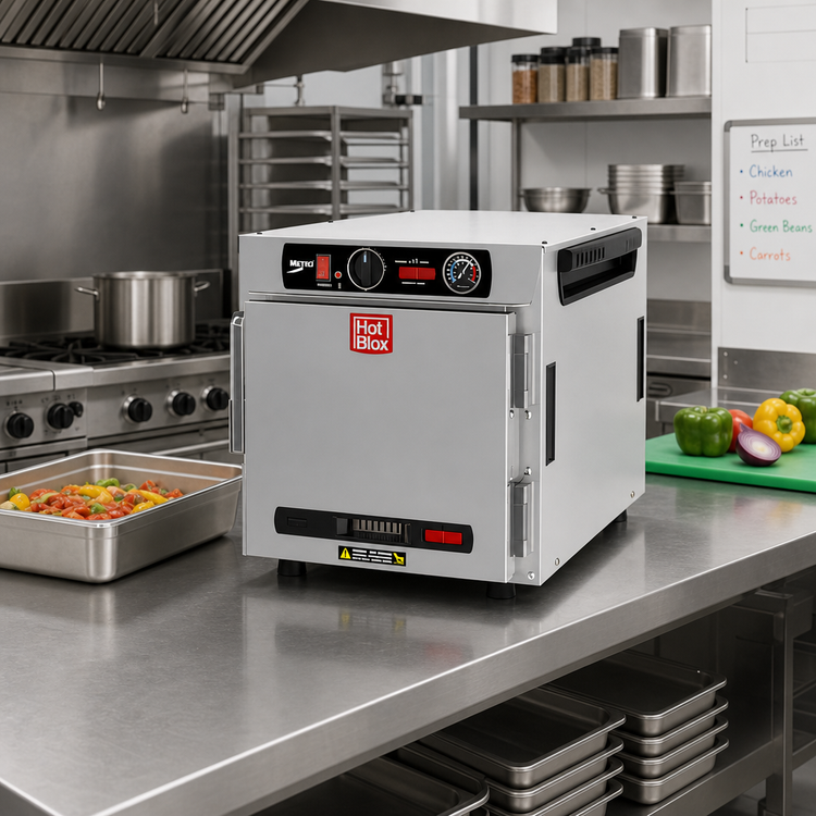 Product image #3 for Metro HotBlox Narrow 4-Pan Countertop Insulated Holding Cabinet, Solid Door, Analog Controls