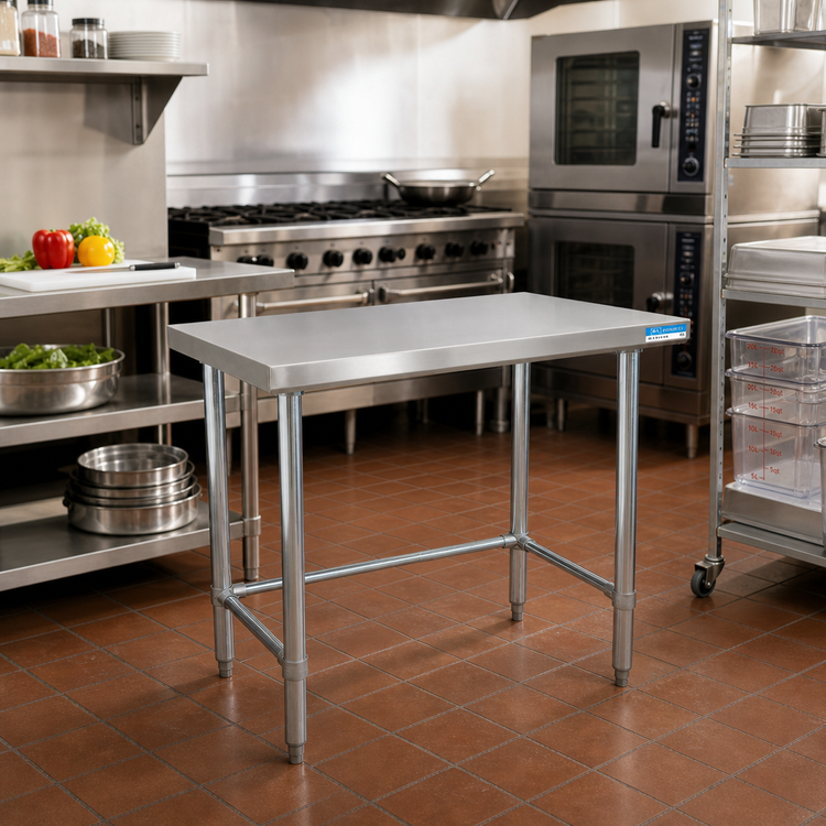 Product image #2 for BK Resources SVTOB-3024 Open Base All Stainless Steel Work Table, 30 x 24 Inches, 18-Gauge 430 Top