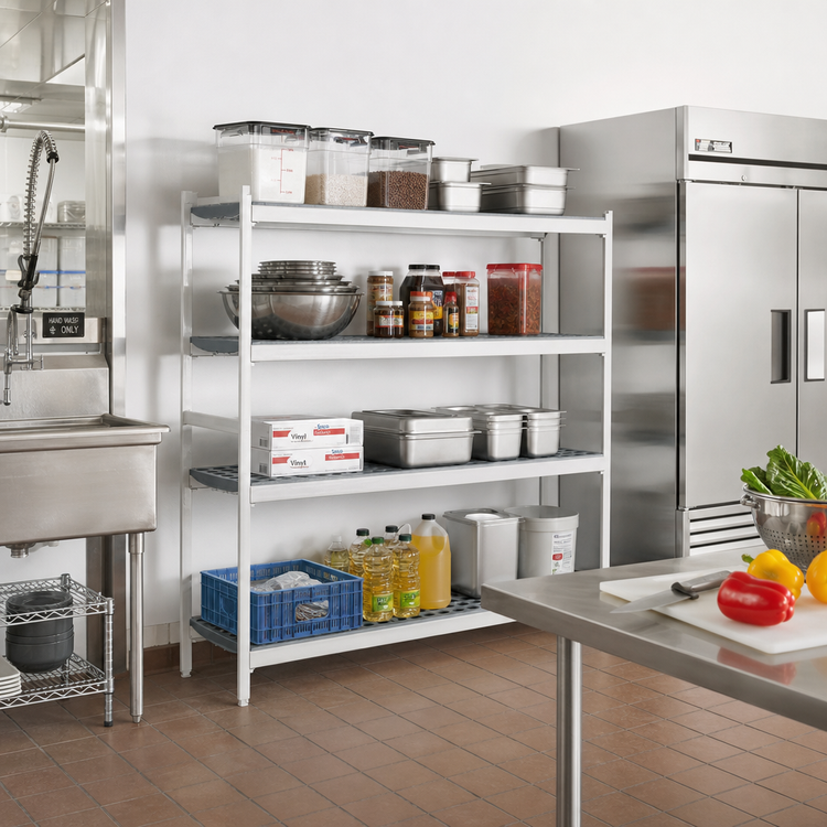 Product image #2 for Fermostock 4-Tier Polymer Shelving Expansion Kit, 59"W x 22"D x 83"H