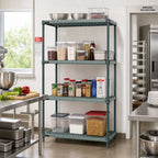 Thumbnail image #2 for Quantum WR74-1824WPM Stationary 4-Tier Wire Plastic Mat Shelving Unit, 24"W x 18"D x 74"H, Green Epoxy Coated