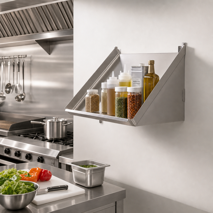 Product image #2 for Serv-Ware 21-Inch Wall-Mounted Slanted Rack Shelf, 304 Series Stainless Steel