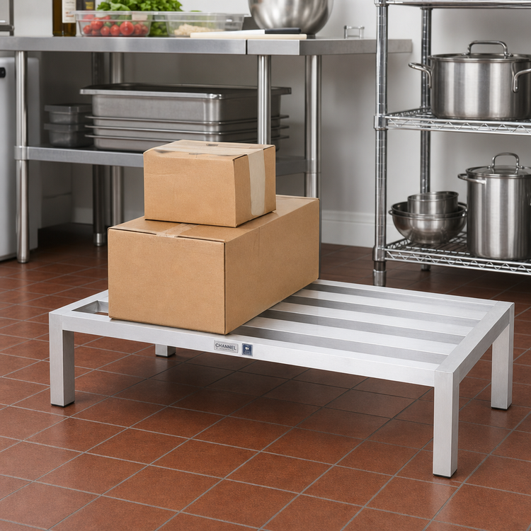 Product image #2 for Channel Manufacturing Heavy-Duty 4-In. Wide E-Channel Aluminum Dunnage Rack, 54 in. W x 20 in. D x 12 in. H