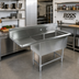 Thumbnail image #2 for John Boos Pro-Bowl Floor Model 2-Compartment Stainless Steel Sink with Left Drainboard and 10-Inch Backsplash, 54-3/16 Inch x 25-1/2 Inch x 44-1/16 Inch