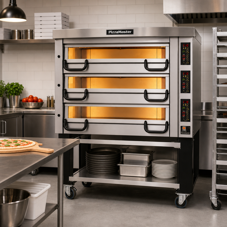 Product image #2 for PizzaMaster PM 913ED Triple-Deck Electric Hearth Stone Pizza Oven with Stand