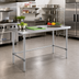 Thumbnail image #2 for Sapphire 60-Inch x 18-Inch 18-Gauge 430 Stainless Steel Flat Top Work Table with Beveled Square Edge and Open Base