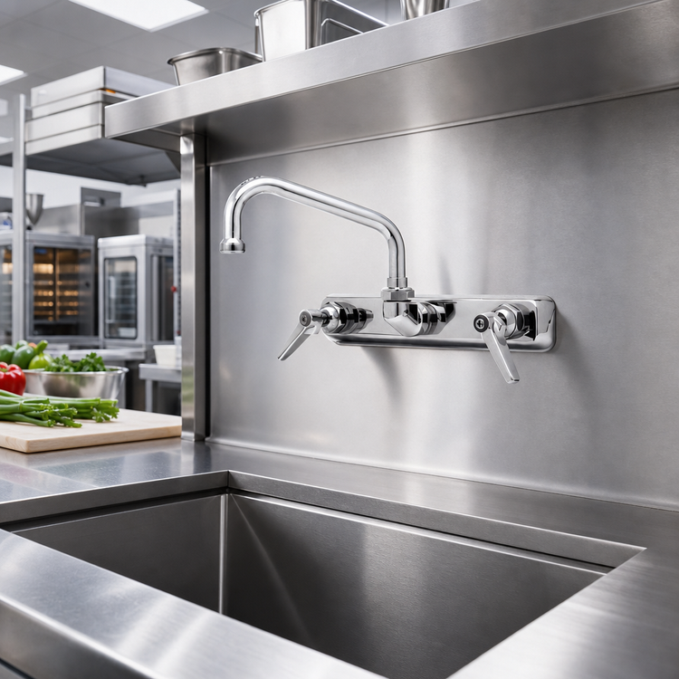 Product image #2 for T&S Brass B-1115-M 4-Inch Center Commercial Workboard Faucet with 6-Inch Swing Nozzle
