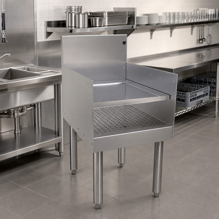 Product image #2 for Glastender Free Standing Recessed Stainless Steel Drainboard, 18" x 24"