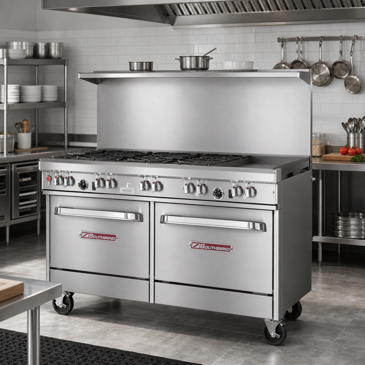 Product image #2 for Southbend Ultimate 60-Inch Gas Restaurant Range with 6 Star/Sauté Burners, 24-Inch Griddle, and 2 Standard Ovens