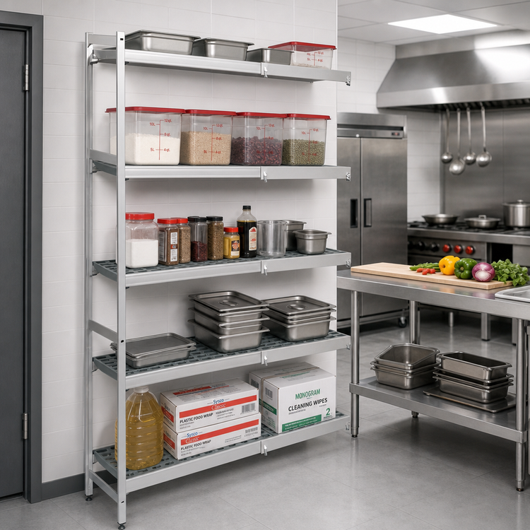 Product image #2 for Fermostock 5-Tier Corner Expansion Polymer Shelving Unit, 83 Inch H x 38 Inch W x 18 Inch D