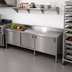 Thumbnail image #2 for John Boos Enclosed Base Stainless Steel Work Table with Sliding Doors, 120 x 24 Inches, 5-Inch Backsplash