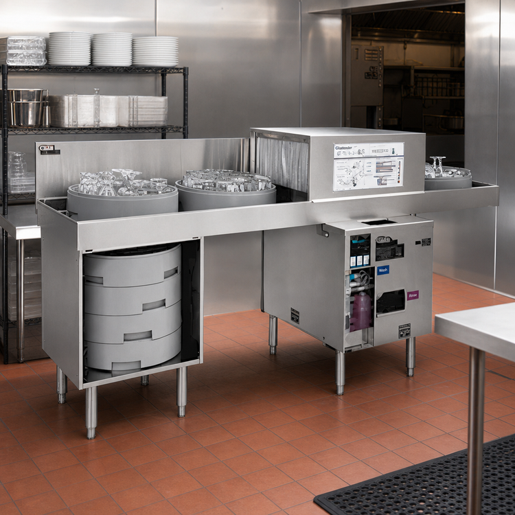 Product image #2 for Glastender GT-18+2-90L Side-to-Side Pass-Thru Glasswasher Station with Low-Temperature Chemical Sanitizing