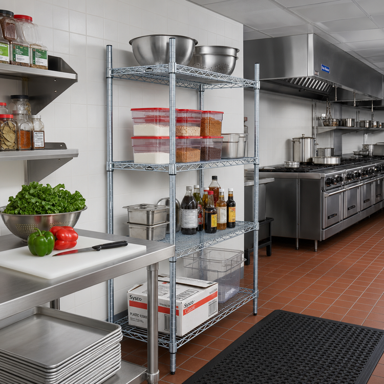 Product image #2 for EAGLEbrite 4-Tier Stationary Wire Shelving Starter Unit, 36"W x 24"D x 74"H, Zinc Finish