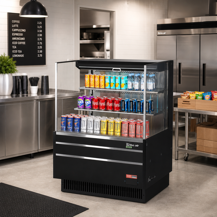 Product image #3 for Turbo Air 36-Inch Low-Profile Horizontal Open-Air Merchandiser Display Case, 11.1 Cu. Ft., Self-Contained Refrigeration