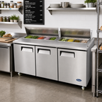 Thumbnail image #2 for Atosa USA, Inc. MSF8304GR 72.7-Inch 3-Section Sandwich/Salad Prep Table Refrigerator, 3 Solid Doors, 21.1 Cu. Ft.
