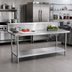 Thumbnail image #2 for Duke 84-Inch x 36-Inch Stainless Steel Work Table with 10-Inch Riser and Stainless Undershelf