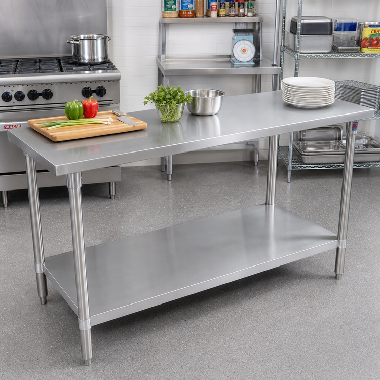 Product image #2 for John Boos Stallion 120-Inch x 24-Inch 16-Gauge Stainless Steel Work Table with Adjustable Undershelf