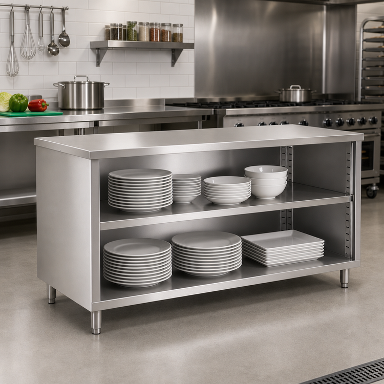 Product image #2 for 60-Inch x 15-Inch x 36-Inch Stainless Steel Dish Cabinet with Adjustable Mid-Shelf