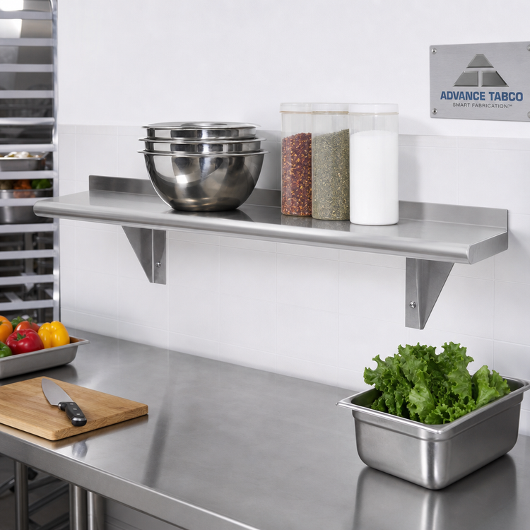 Product image #2 for Advance Tabco 36-Inch x 12-Inch Wall-Mounted Shelf with Bullnose Front Edge