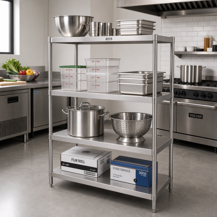 Product image #2 for John Boos Stainless Steel Dry Storage Shelving Unit with 2 Adjustable Shelves