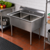 Thumbnail image #2 for Sapphire Manufacturing SMS2020-2 45-Inch Freestanding 2-Compartment Stainless Steel Sink with 9-3/4-Inch Backsplash