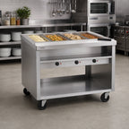 Thumbnail image #2 for Delfield E-Chef EHEI60C 60-Inch Mobile Electric Hot Food Table, 4 Sealed Wells, Stainless Steel Open Shelf Base