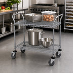 Thumbnail image #2 for Quantum WRC-2448GY-2 2-Shelf Wire Utility Cart, Gray Epoxy Antimicrobial Finish, 1,200 lb. Capacity, 48 x 24 x 37-1/2 Inches
