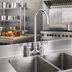 Thumbnail image #2 for Fisher Stainless Steel 4-Inch Center Backsplash Mount Faucet with 12-Inch Swivel/Rigid Gooseneck Spout and Lever Handles