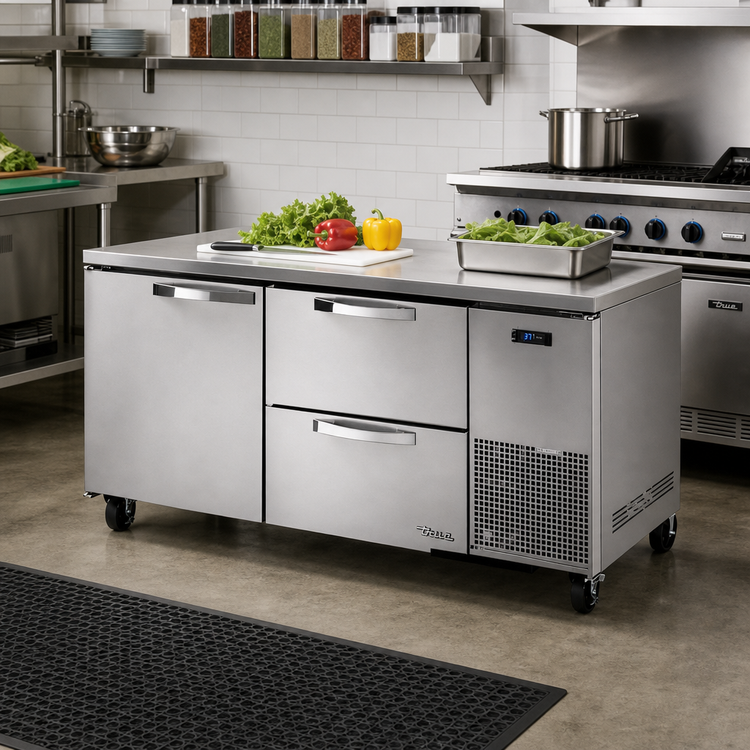 Product image #2 for True SPEC Series 2-Section Deep Undercounter Refrigerator with 1 Door and 2 Drawers, Stainless Steel, 33°F to 38°F