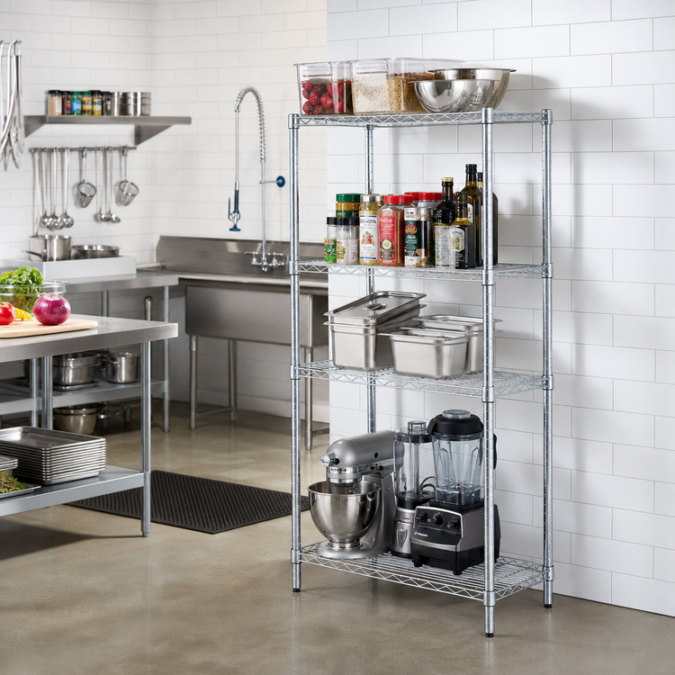 Product image #2 for EAGLEbrite 4-Tier Wire Add-On Shelving Unit, 30"W x 18"D x 63"H, Zinc Finish