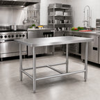 Thumbnail image #2 for Klinger's Trading HST3072 72 x 30 x 36-Inch 18-Gauge Stainless Steel Flat-Top Work Table with Open H-Frame Base