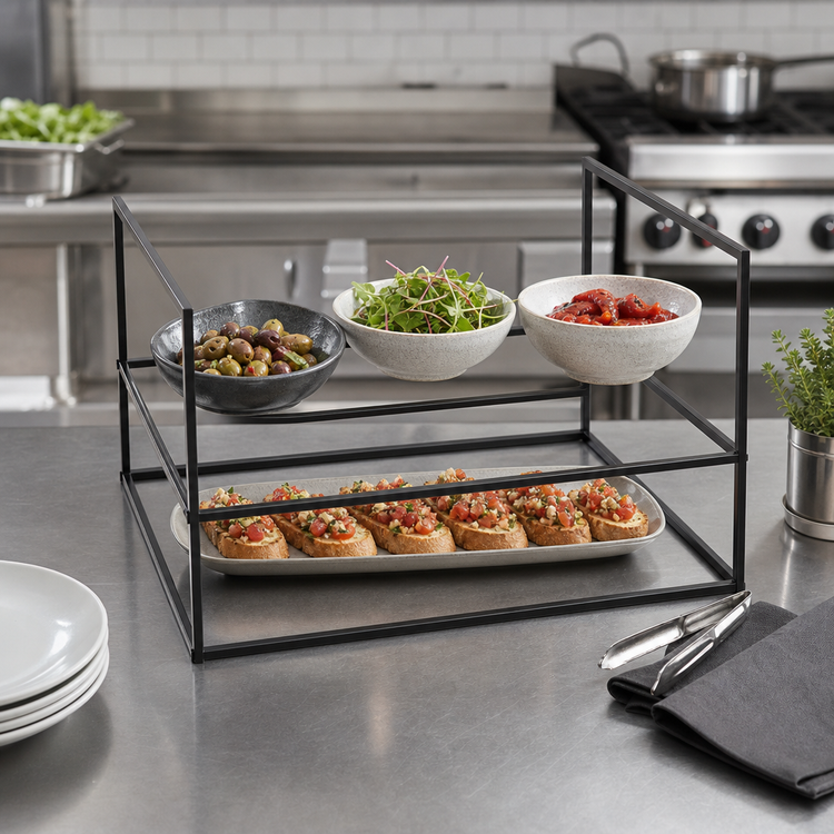 Product image #3 for American Metalcraft Twilight Modular Multi-Level Buffet Riser, Black, 28-Inch Long