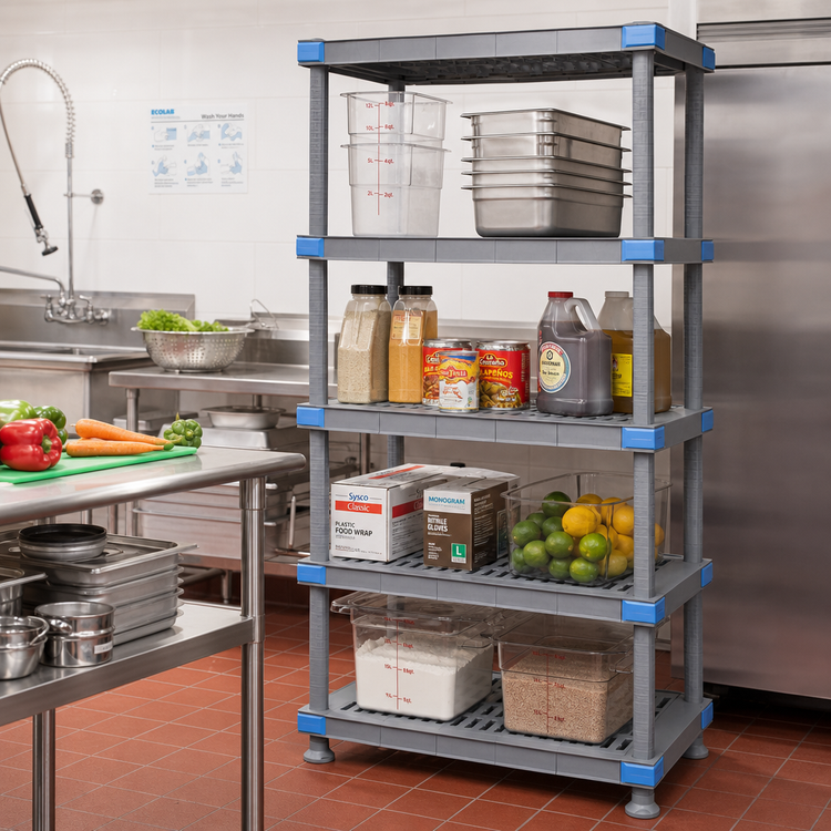Product image #2 for Quantum Millenia 5-Shelf Gray Polymer Starter Shelving Unit, 48 x 18 x 74 Inches