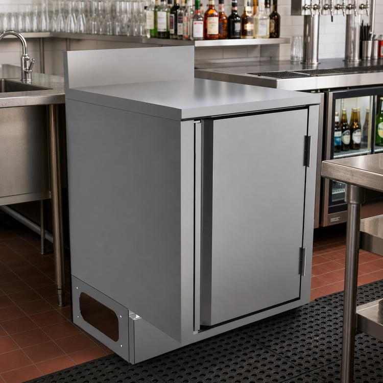 Product image #3 for BK Resources Call Series Stainless Steel Underbar Cabinet with Flat Top and Pedestal Base